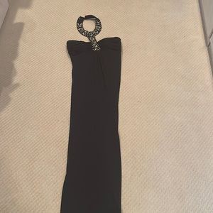 Black gown with cleopatra jeweled neckline